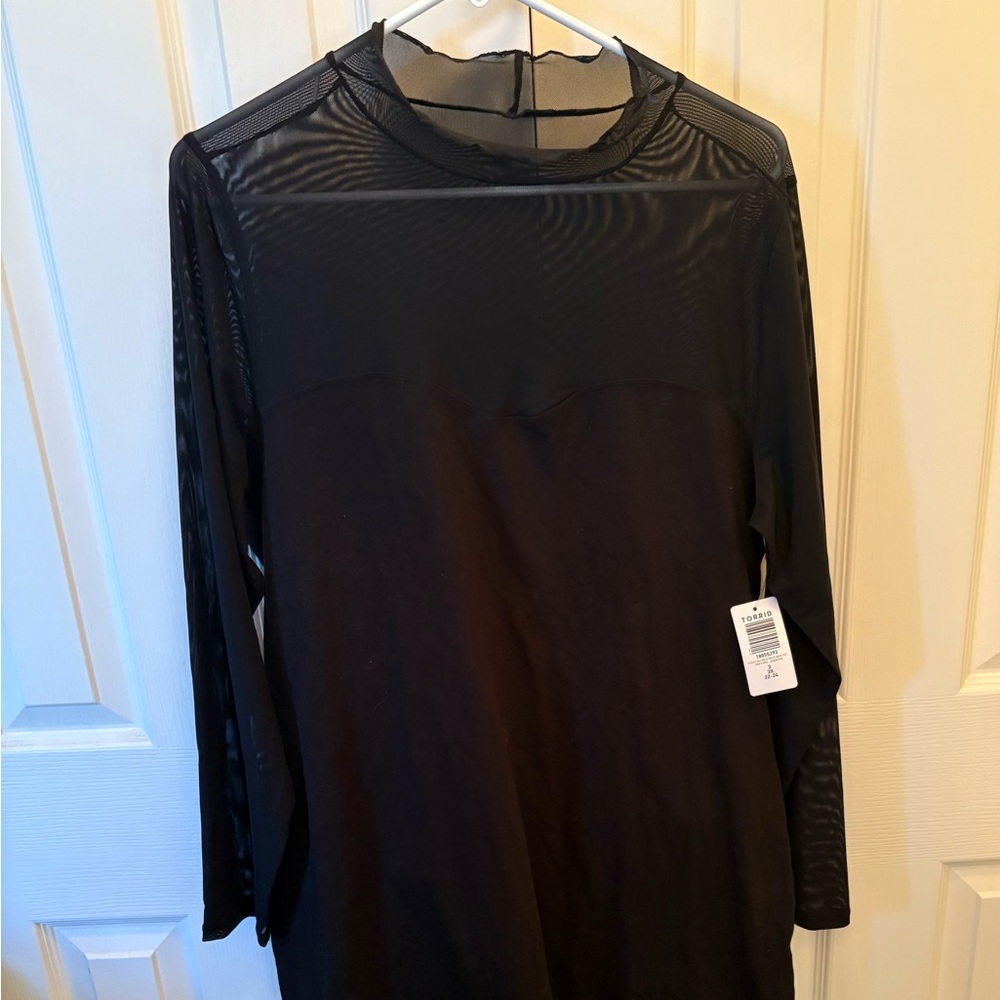 Black Sheer Long Sleeve Top